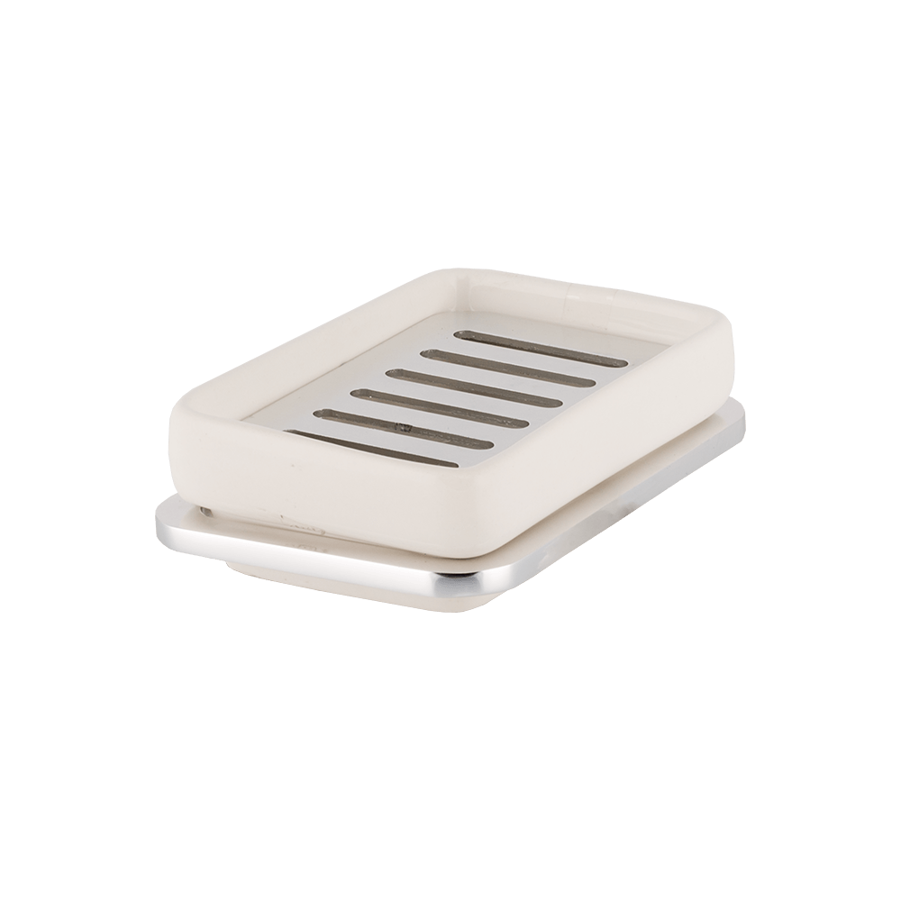 Savoniera de perete Romtatay Flat, ceramica, alb, 10,5 x 3,5 x 13 cm
