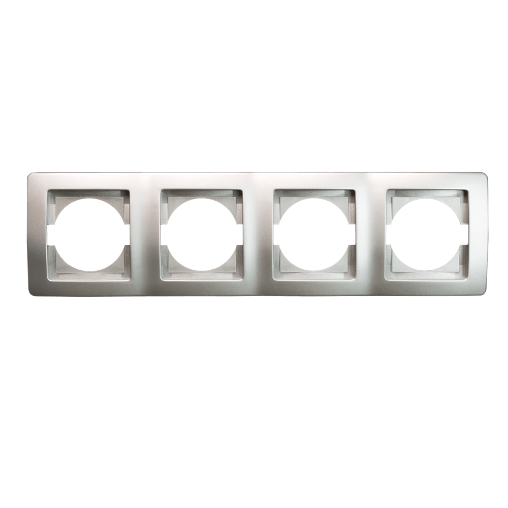 Rama de aparataj Ekonomik, 4 module, PVC, argintiu-mat