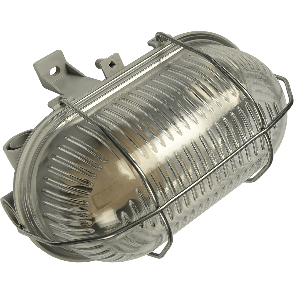 Aplica ovala cu protectie metal, E27, 100 W, IP44, Gri