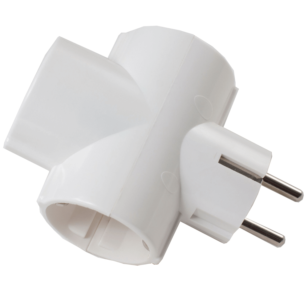 Adaptor bipolar Gebro, 3 prize, 3500W, alb