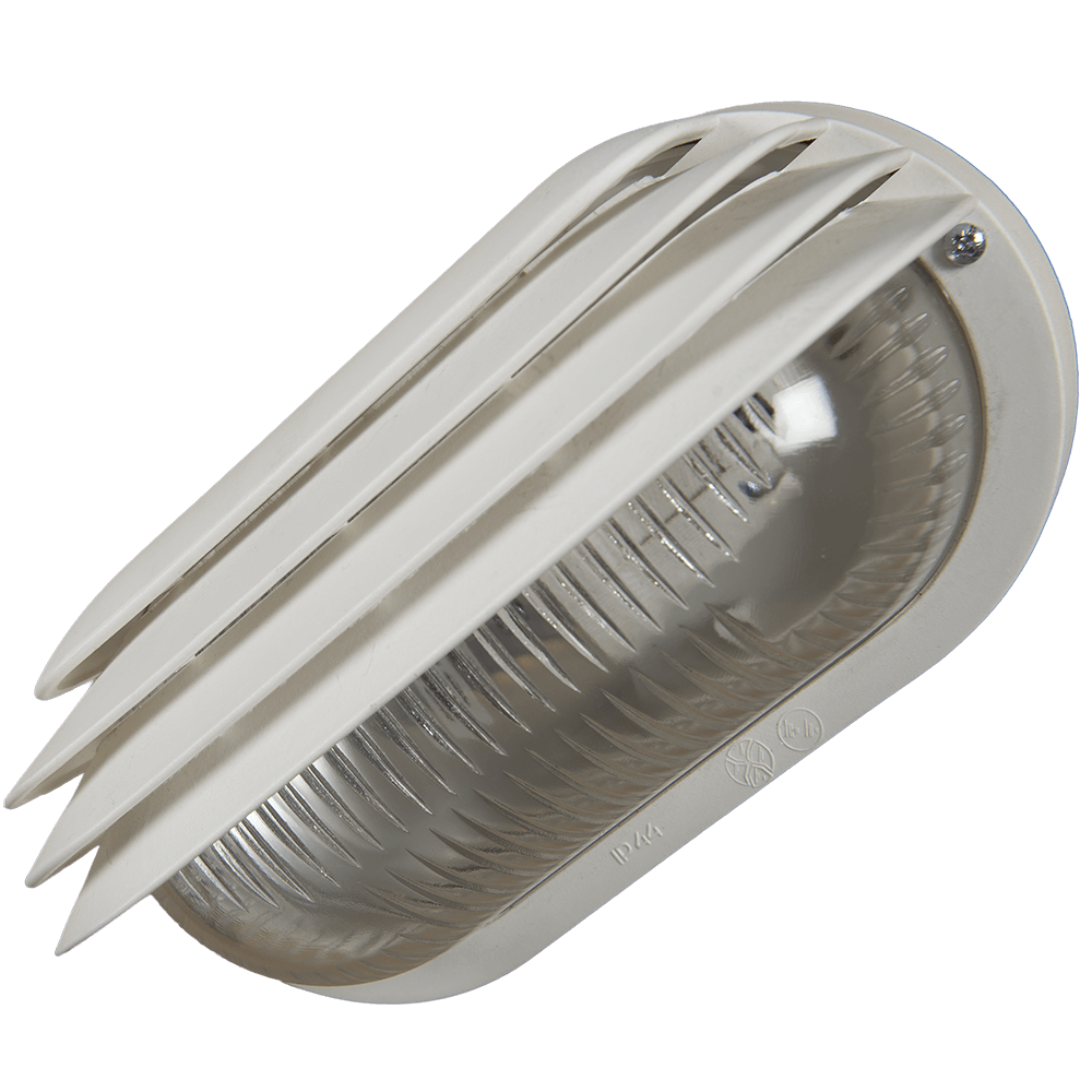 Lampa ovala din plastic, E27, 60W, IP44, alb