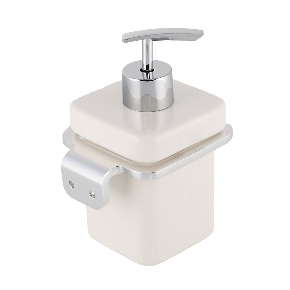 Dispenser de perete sapun lichid Romtatay Flat, ceramica, alb, 9x10.5x15 cm