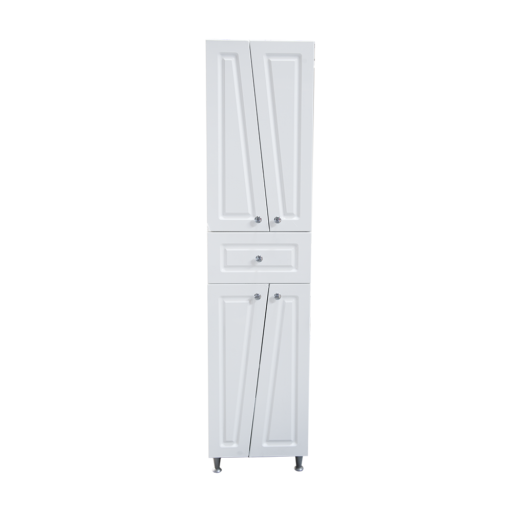 Dulap baie Sanitop Victoria , montaj pe sol, 4 usi, 1 sertar, pal + MDF, alb, 32.6 x 170 x 40 cm