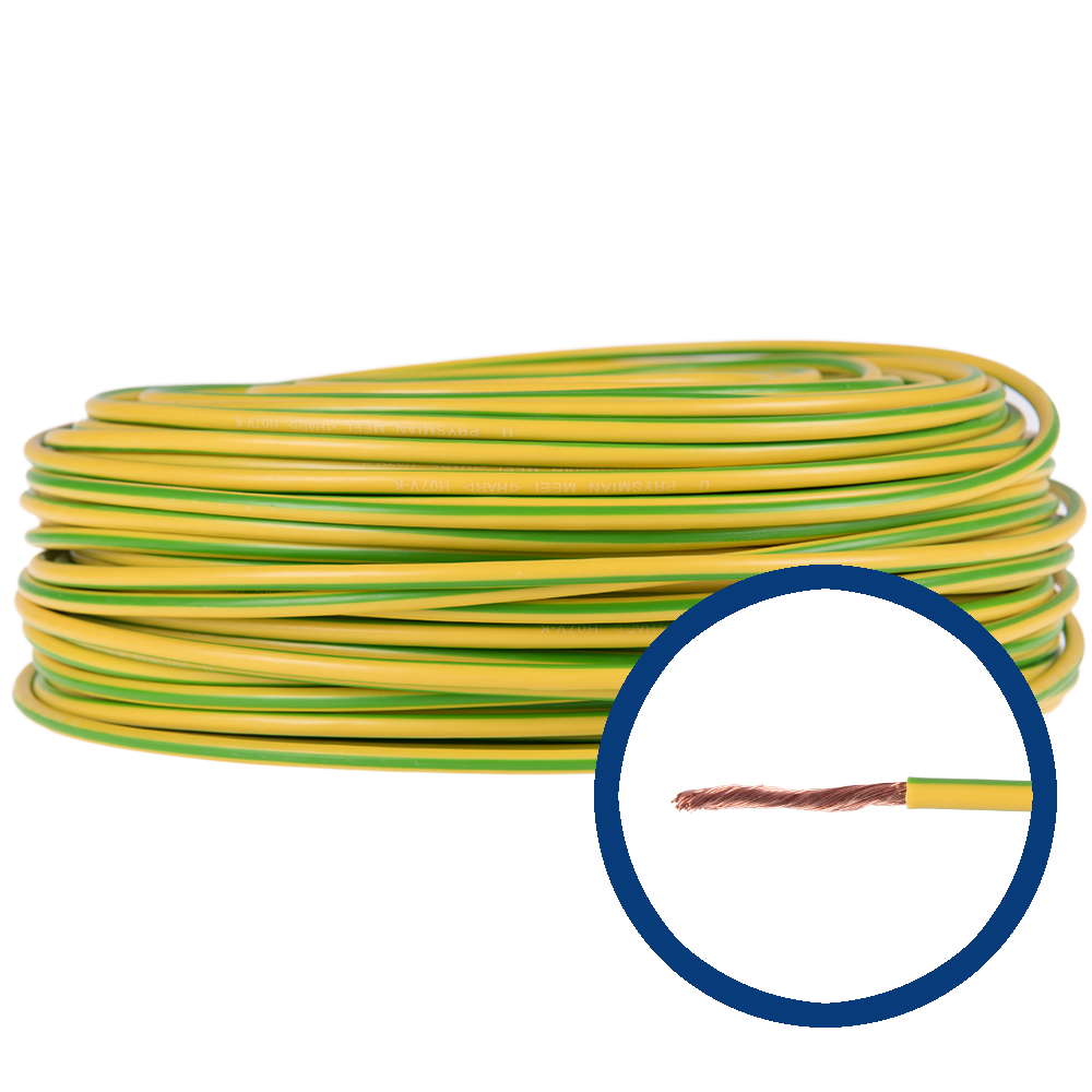 Cablu electric MYF (H05V-K) 6 mmp, izolatie PVC, galben-verde