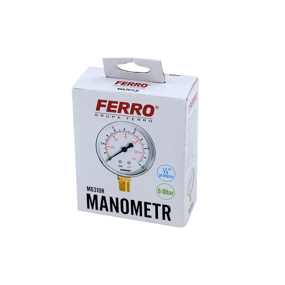 Manometru radial Ferro M6310R, 63 mm, 1/4, 0-10 bar