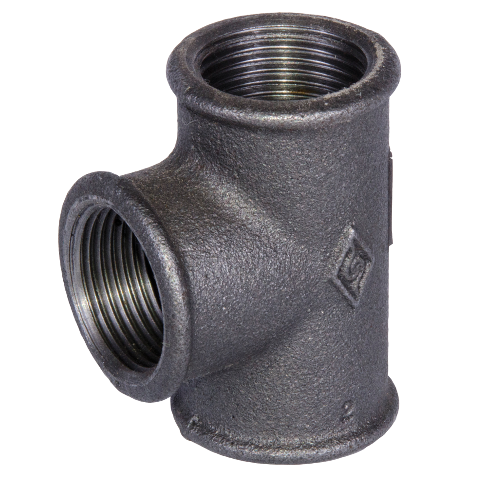 Teu 90°, filet interior, fonta, negru, 1 1/2 inch