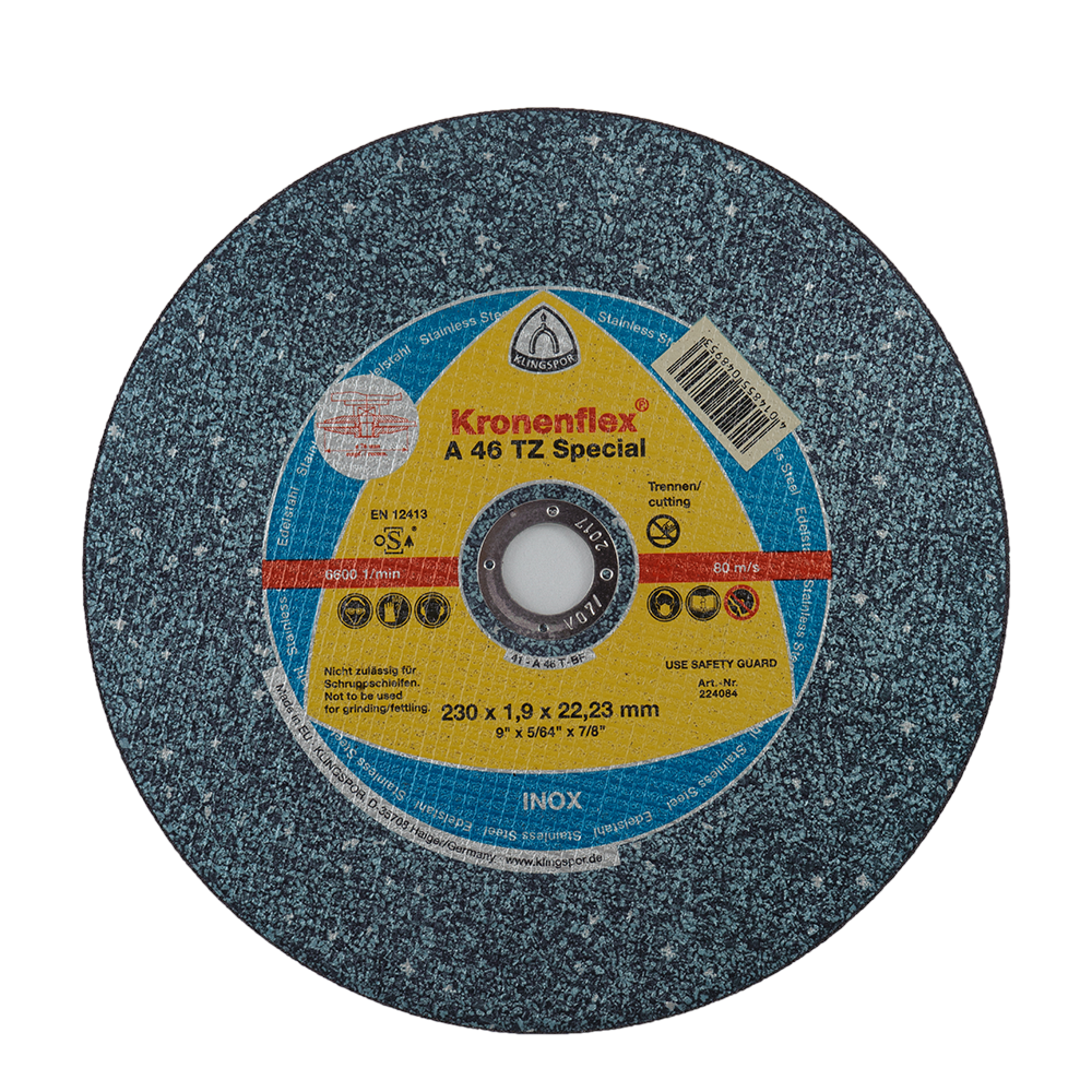 Disc debitare inox, Klingspor A46 TZ Special, 230 x 22.23 x 1,9 mm