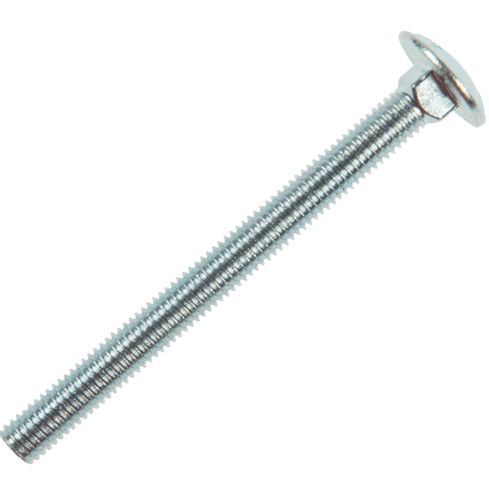 Surub cu cap bombat si gat patrat, otel zincat alb, 8 x 90 mm, 10 buc