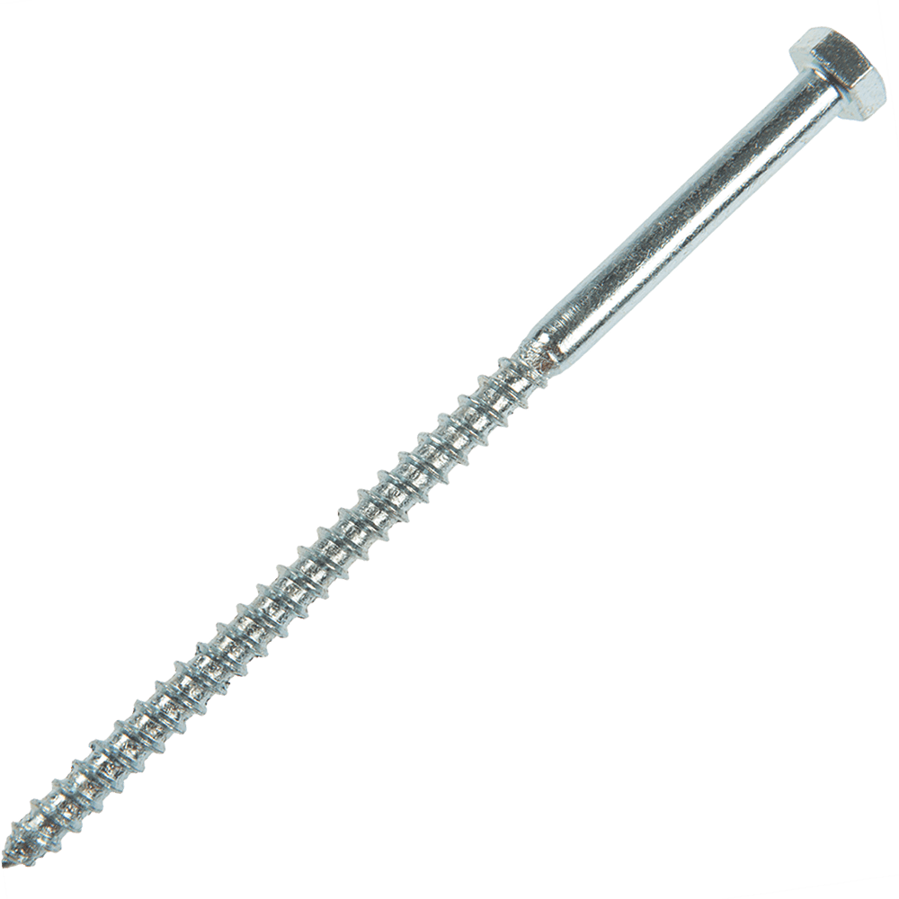 Surub autofiletant pentru lemn, cap hexagonal, otel zincat, alb, 8 x 150 mm, 10 buc