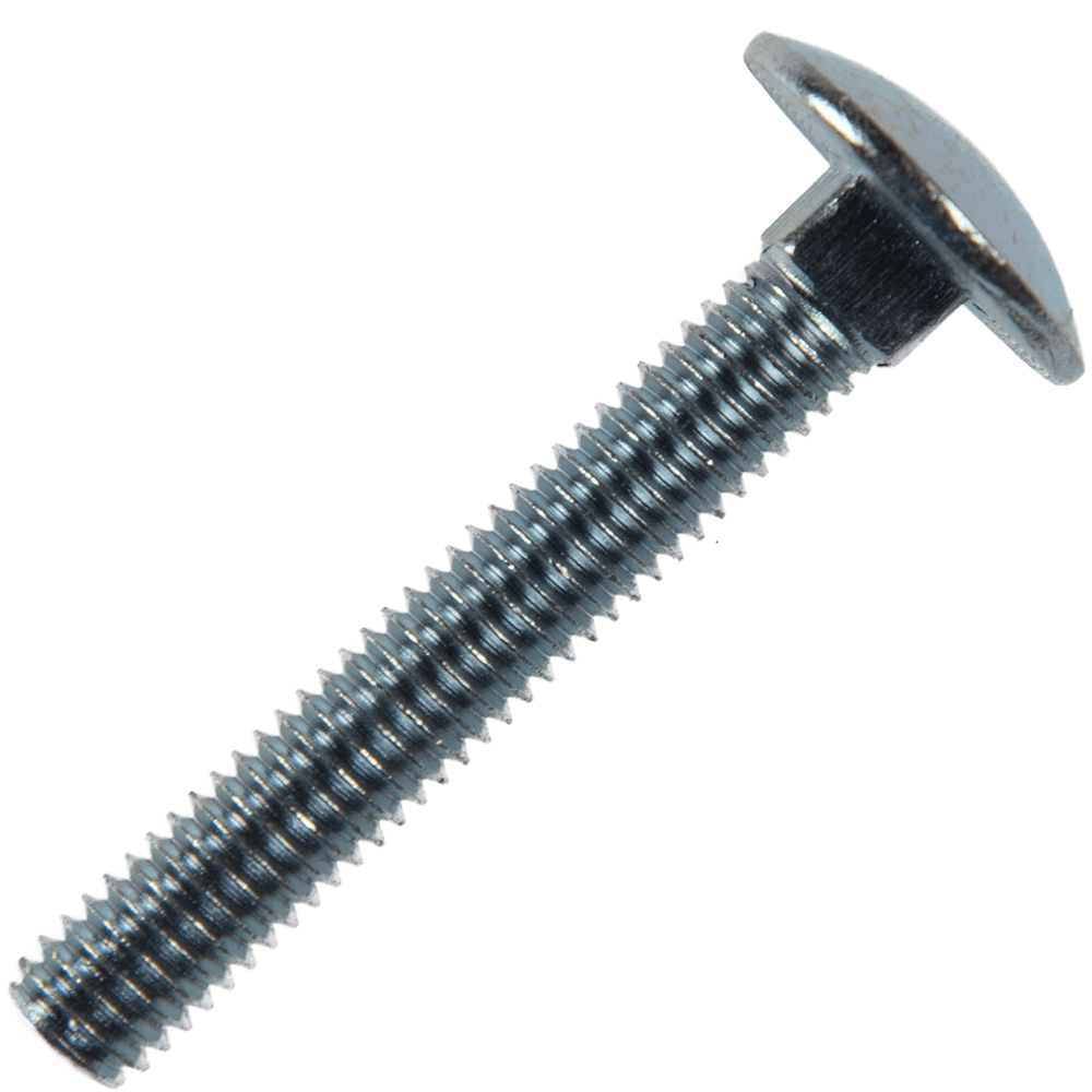 Surub cu cap bombat si gat patrat, otel zincat alb, 8 x 60 mm, 10 buc