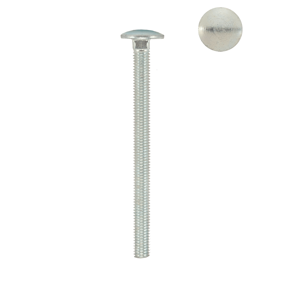 Surub cu cap bombat si gat patrat, otel zincat alb, 8 x 120 mm, 10 buc