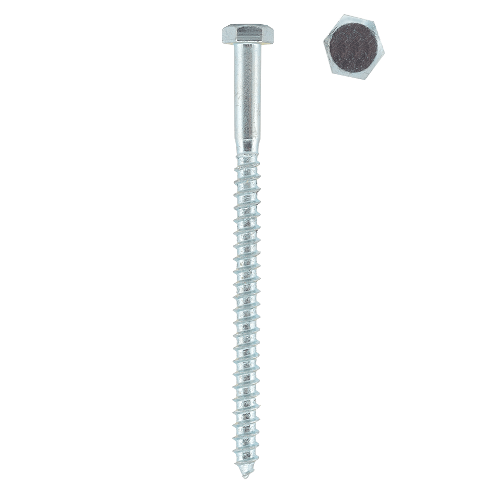 Surub autofiletant pentru lemn, cap hexagonal, otel zincat, alb, 8 x 120 mm, 10 buc