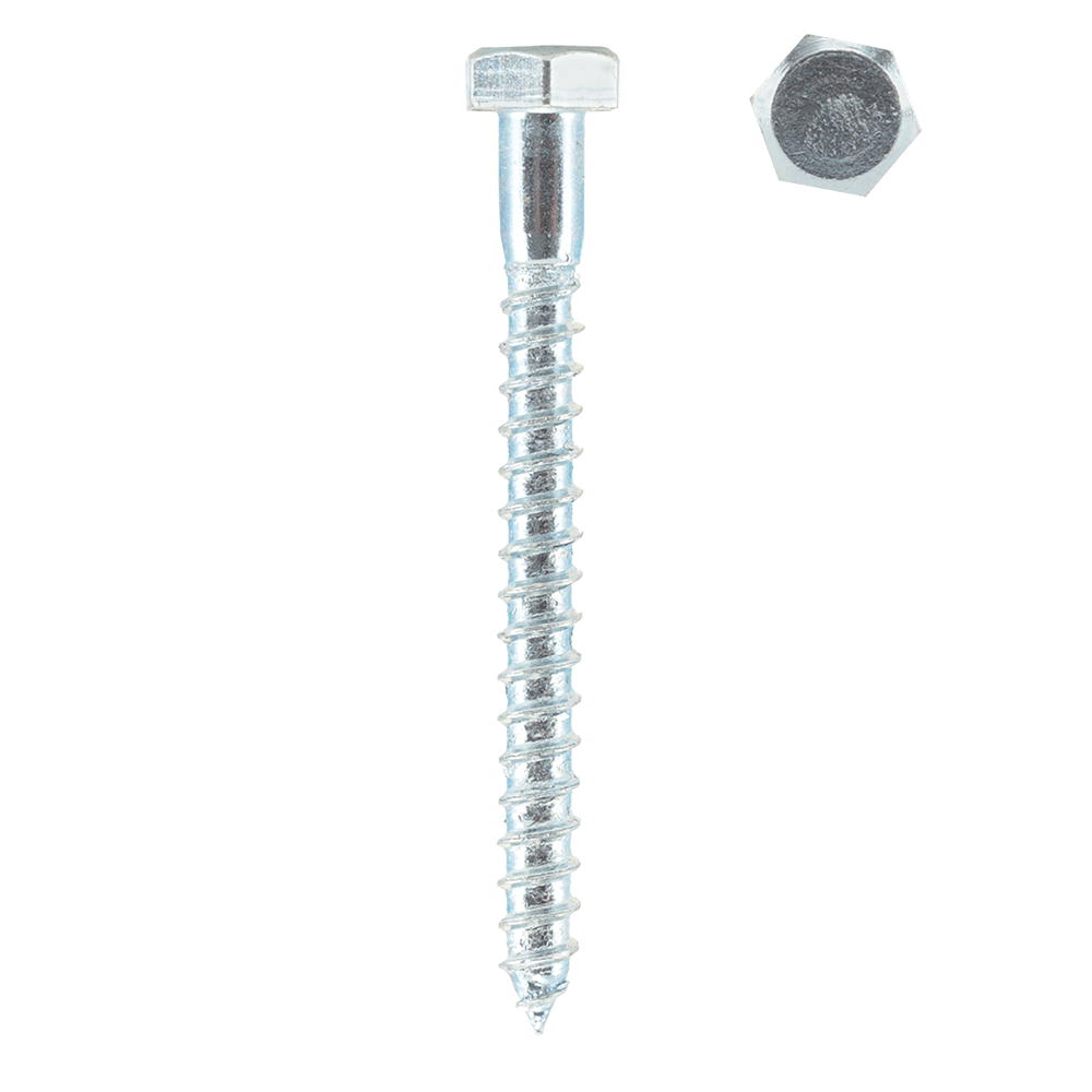 Surub autofiletant pentru lemn, cap hexagonal, otel zincat, alb, 8 x 80 mm, 10 buc