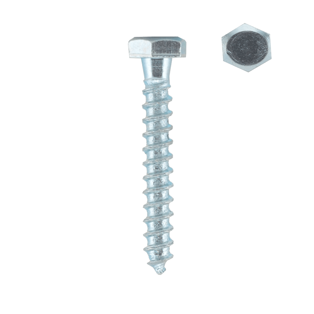 Surub autofiletant pentru lemn, cap hexagonal, otel zincat, alb, 6 x 120 mm, 10 buc