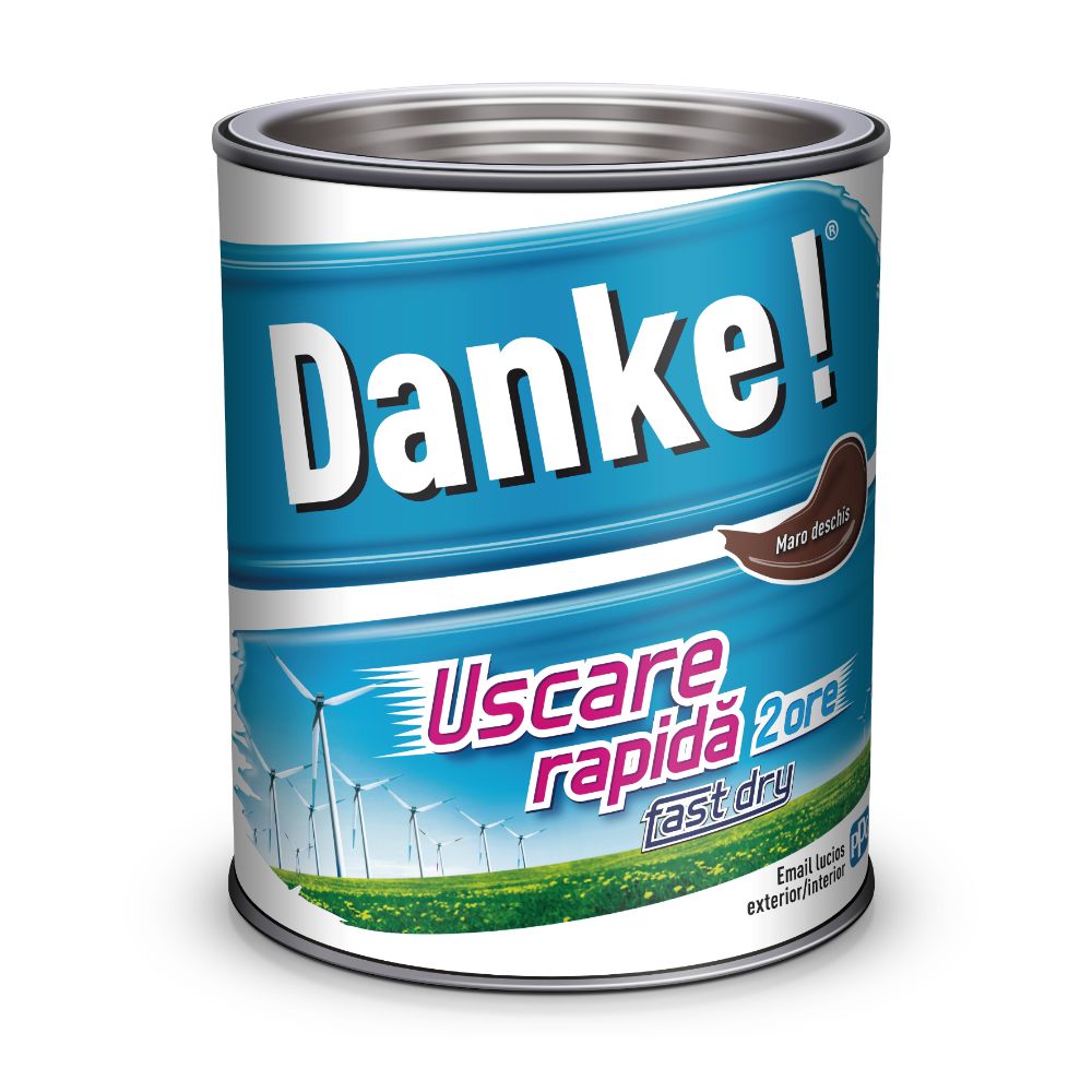 Email Danke uscare rapida, pentru metal, lemn, zidarie, exterior/interior, maro deschis, lucios, 0.75 l