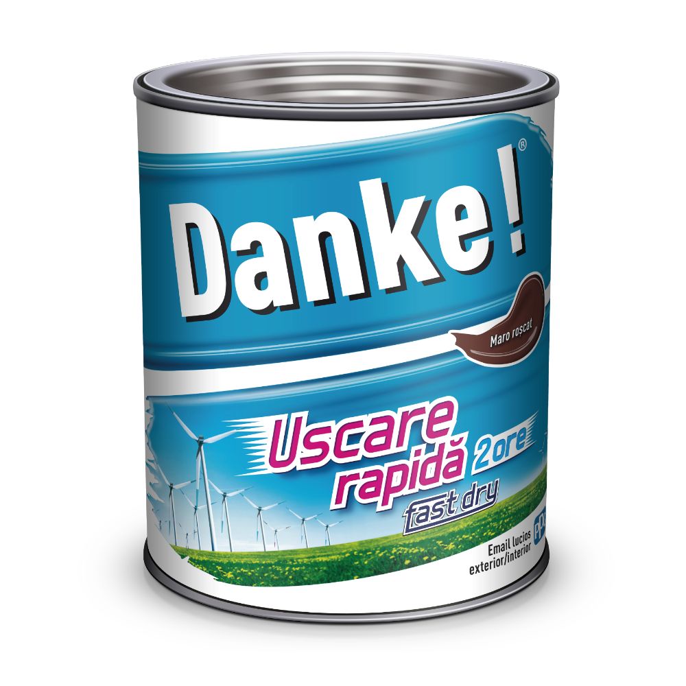 Email Danke uscare rapida, pentru metal, lemn, zidarie, exterior/interior, maro roscat, lucios, 0.75 l