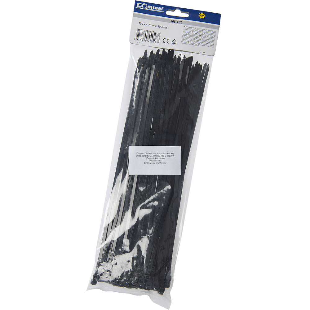 Colier PVC Anco, 4.7 x 300 mm, negru, 100 bucati