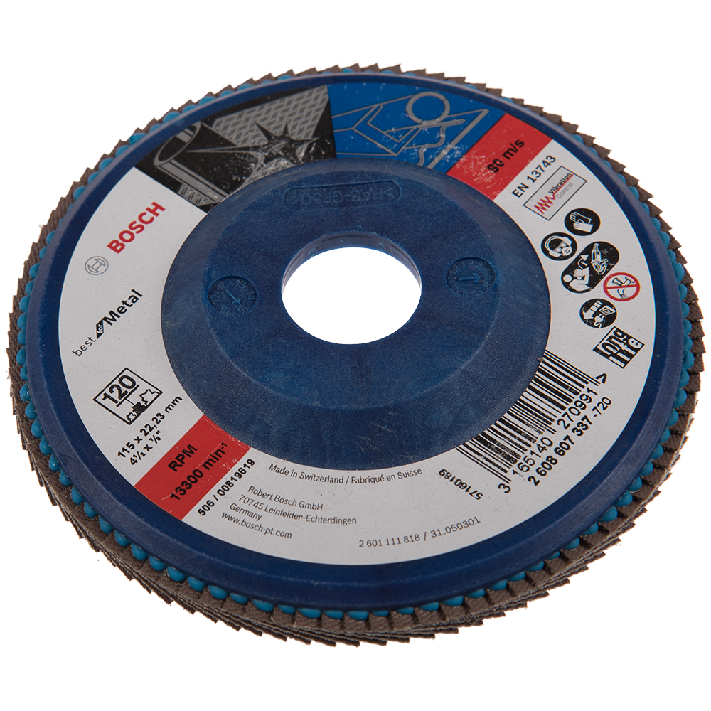 Disc taiere metal, Bosch, granulatie 120, 115 x 22,23 mm