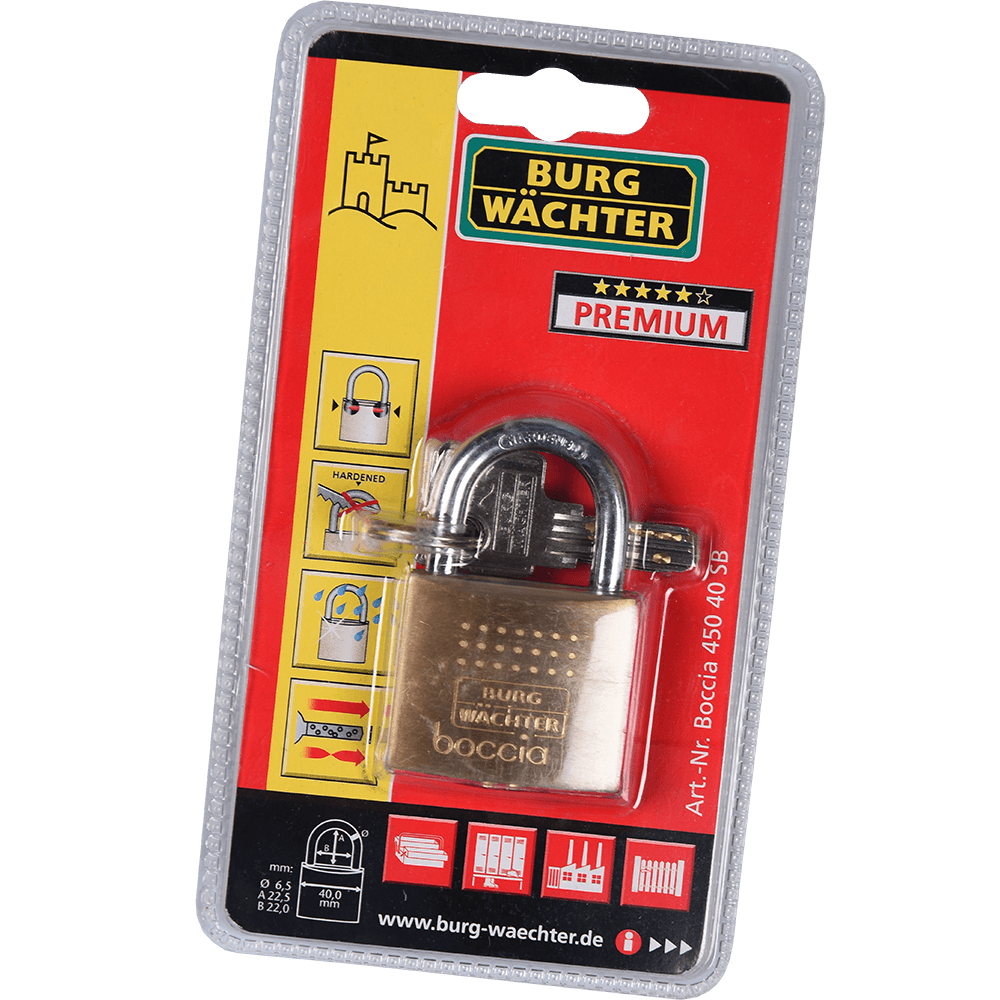Lacat din alama, Burg Wachter 450 Boccia, l 40mm, 2 chei
