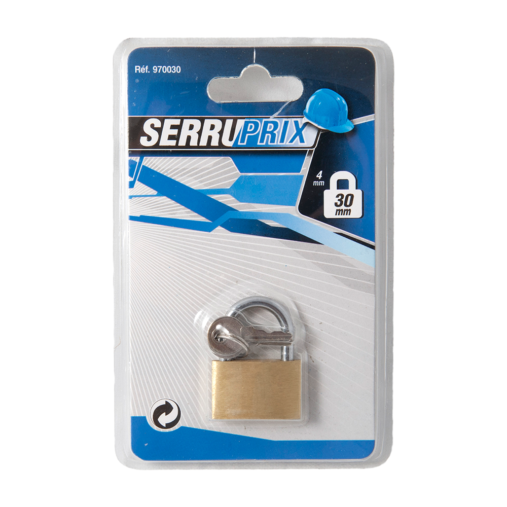 Lacat din alama, Serruprix Basic, l 30mm, blister, 2 chei