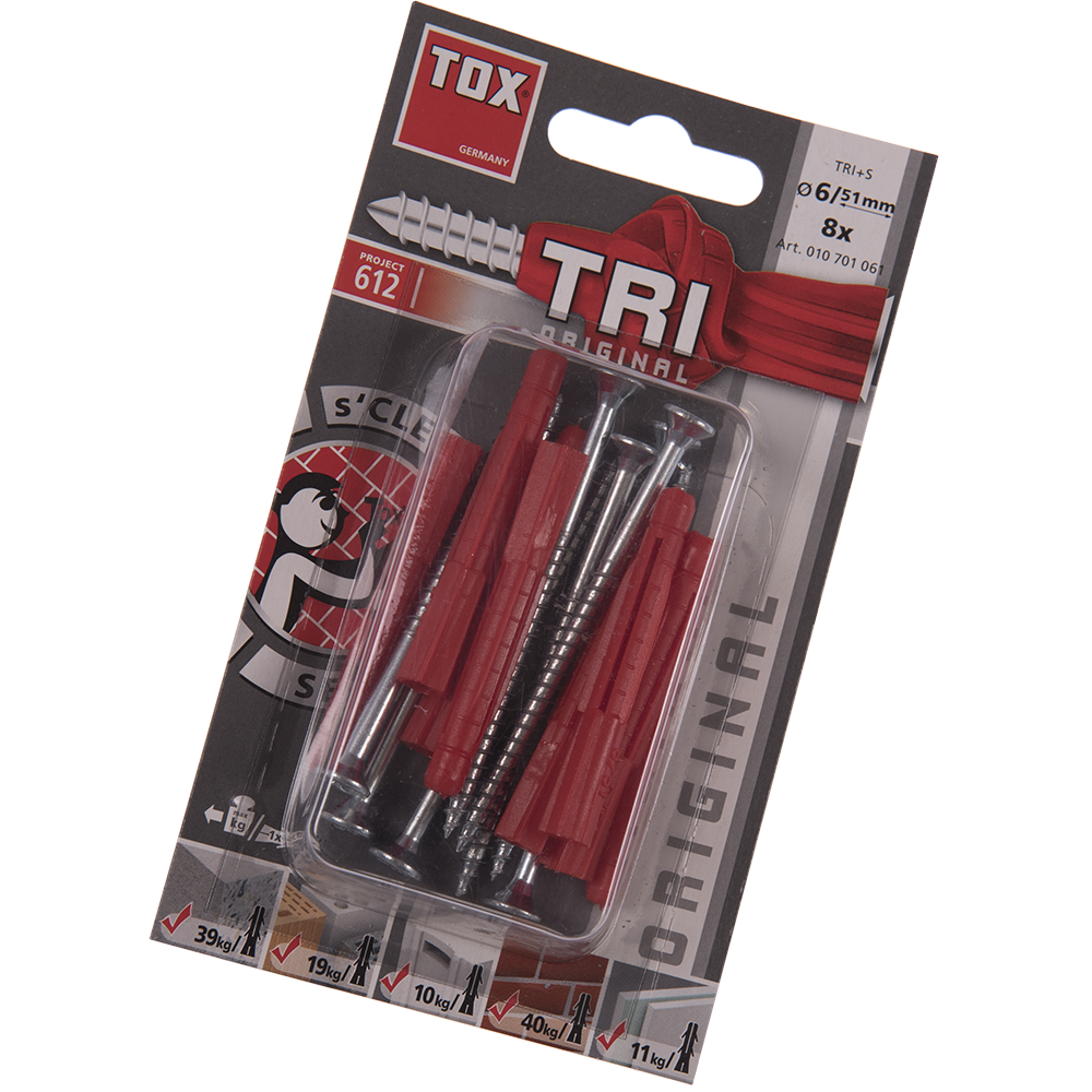 Diblu Tri cu surub, pentru fixari in beton, Ø 6 mm, L 51 mm, 8 buc