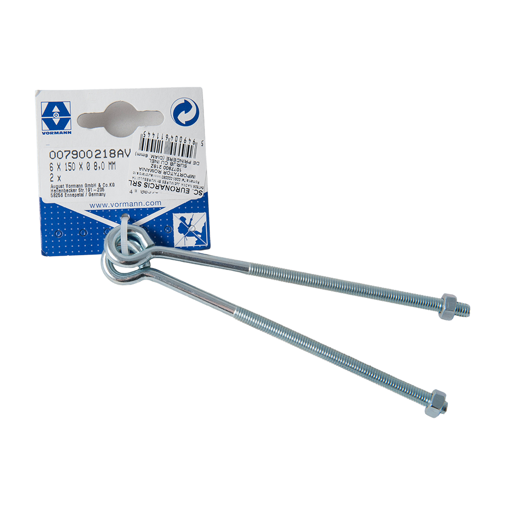 Surub metric cu inel de prindere si piulita, 6 x 10 mm, 2 BUC