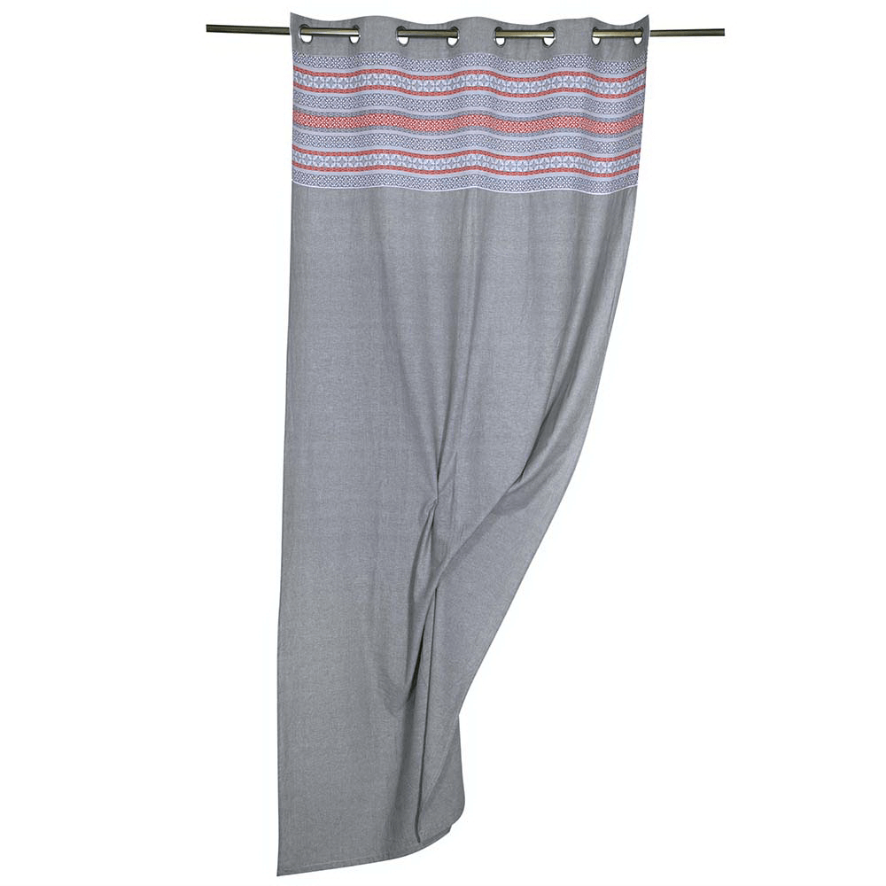 Draperie Mosaik, 100% bumbac, gri/rosu, 135x260cm