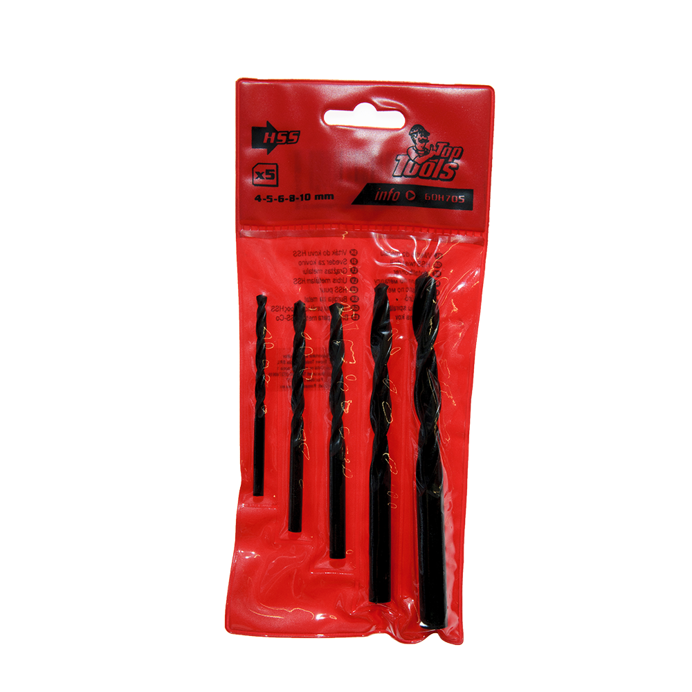 Set 5 burghie Top Tools, Hss 60H705, pentru metal, 4-10 mm