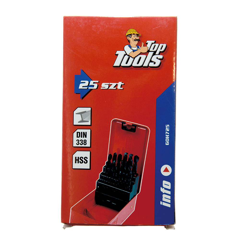 Set 25 burghie Top Tools, Hss 60H725, pentru metal, 1-13 mm