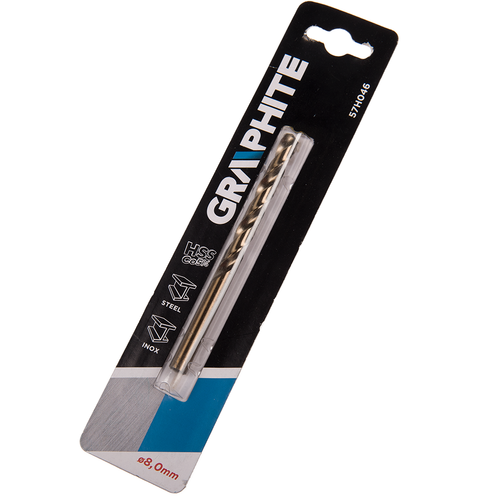Burghiu Graphite HSS- Co, mandrina standard, pentru metal, 8 mm