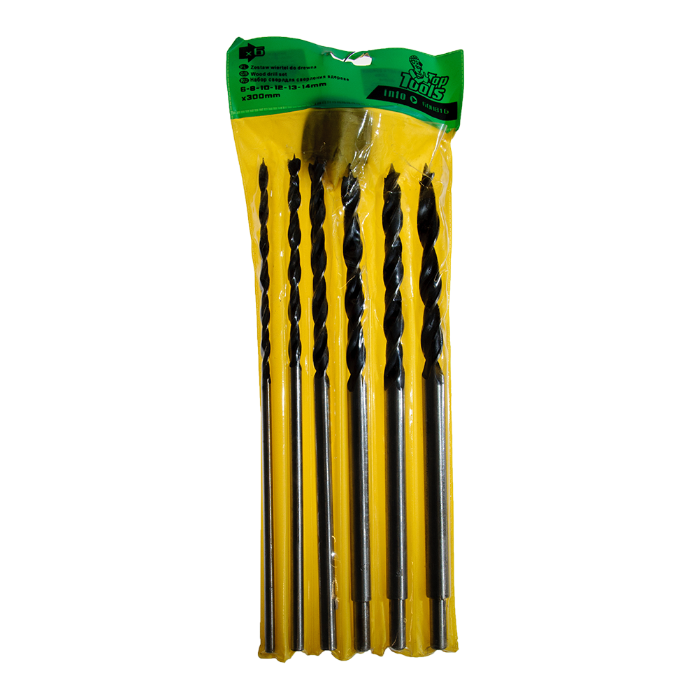 Set 6 burghie lungi Top Tools 60H816, mandrina standard, pentru lemn, 6-14 mm