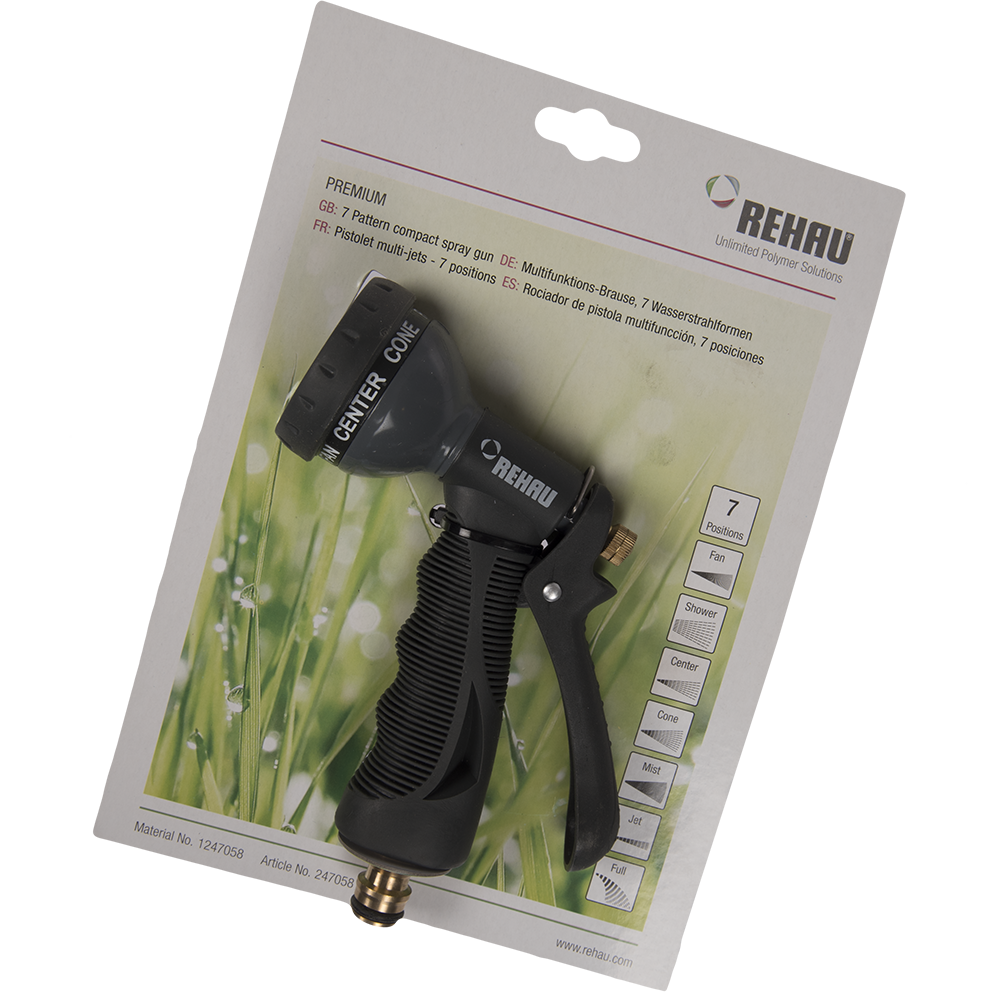 Pistol pentru stropit multifunctional Rehau, metal, gri, 7 functii