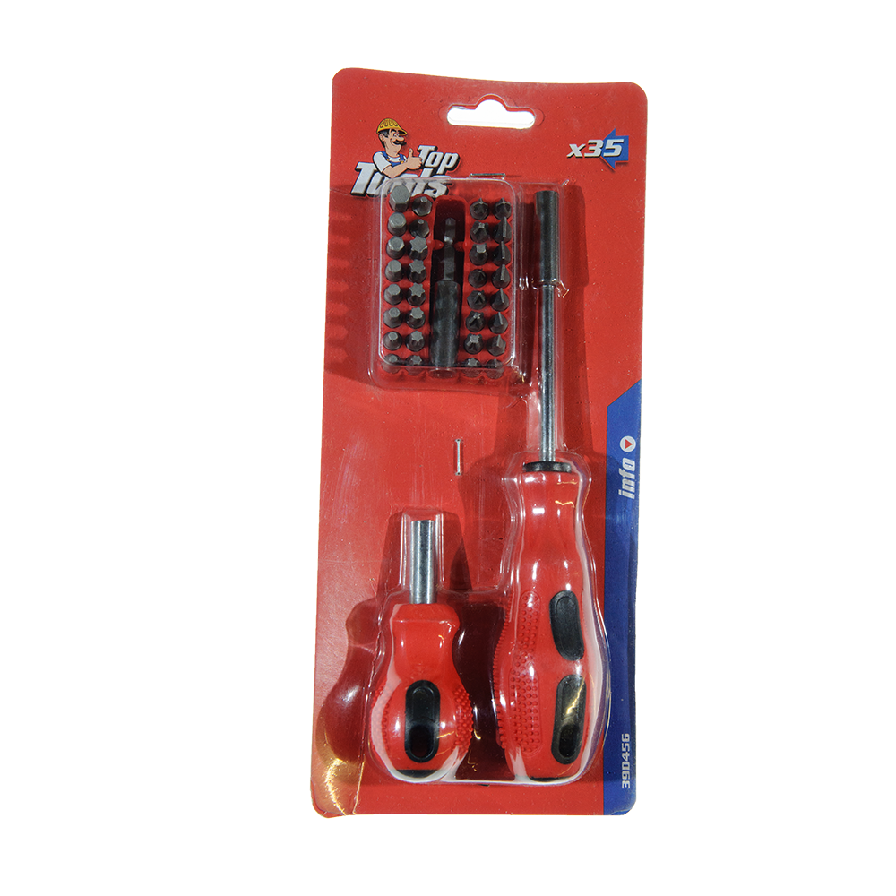 Trusa de capete de surubelnita si manere Top Tools 39D456, 35 piese