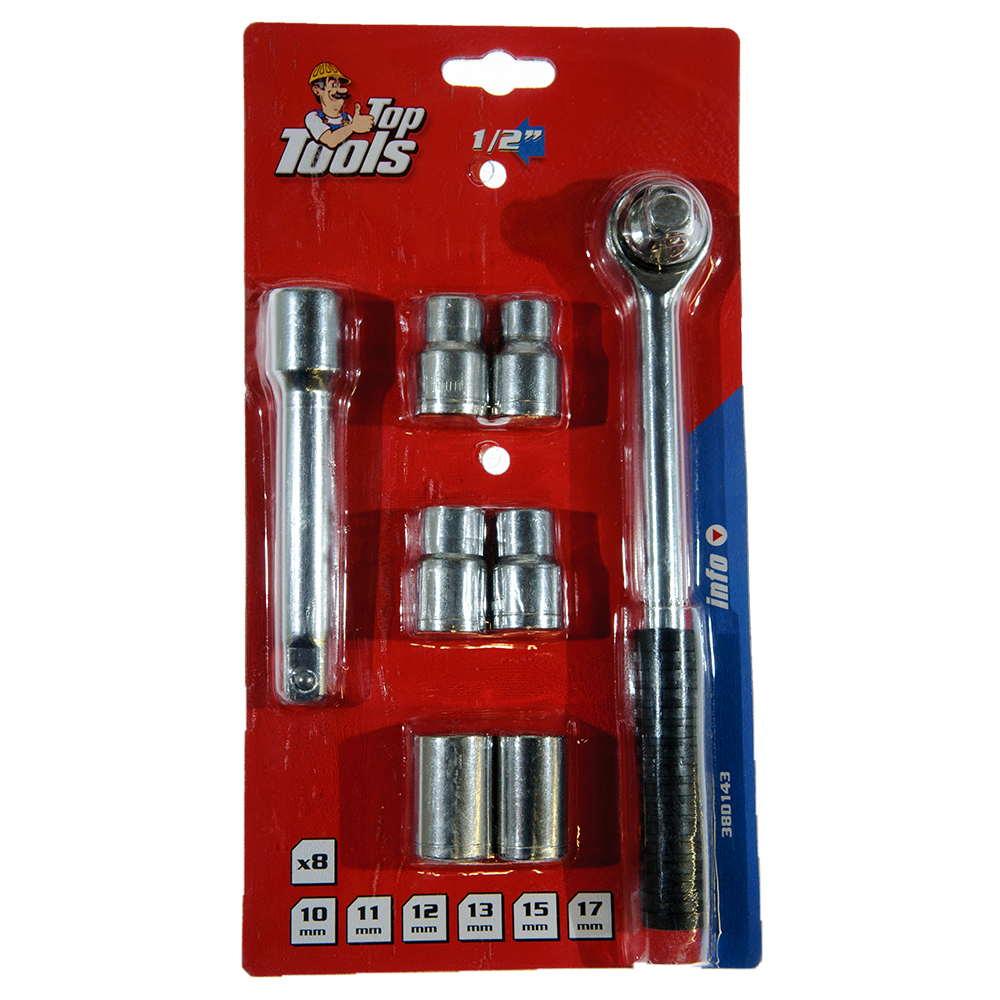 Set 8 chei tubulare, Top Tools 38D143, 1/2, 10-17 mm