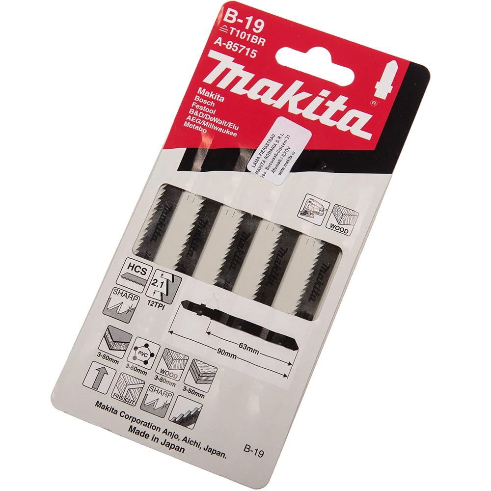 Set 5 lame Makita pentru fierastrau pentru lemn, dantura inversa, 65 mm