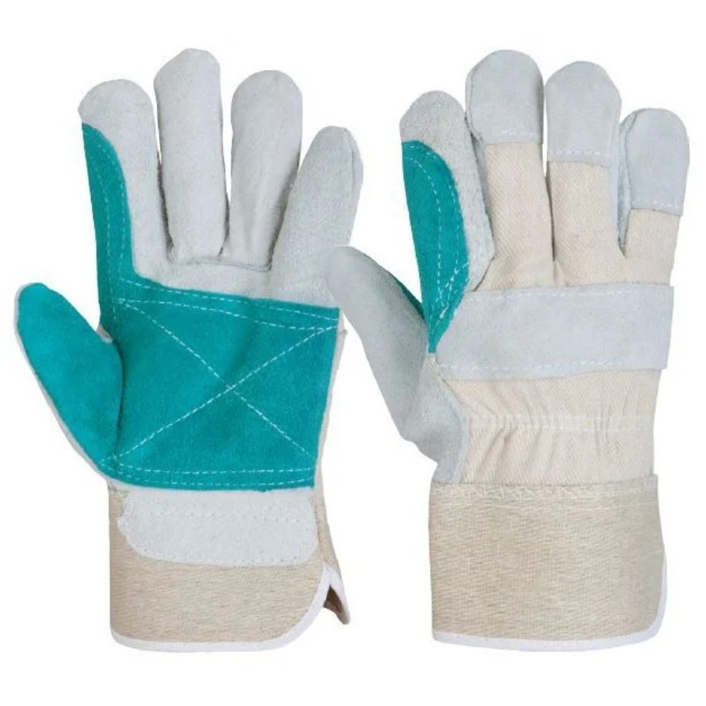 Manusi de protectie Dalgeco Forte 1552, piele spalt bovina + bumbac, marimea 10,5, gri-alb-albastru