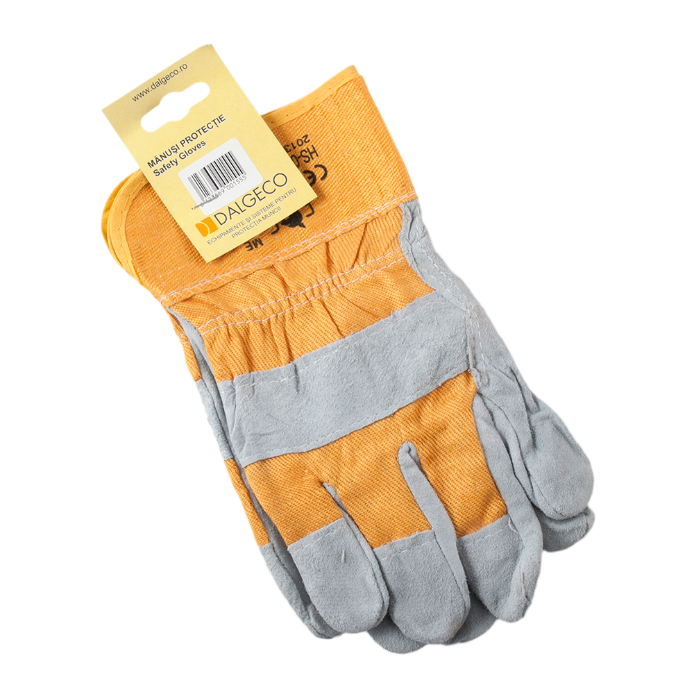 Manusi de protectie Dalgeco Eider, piele bovina, marime universala, gri/portocaliu