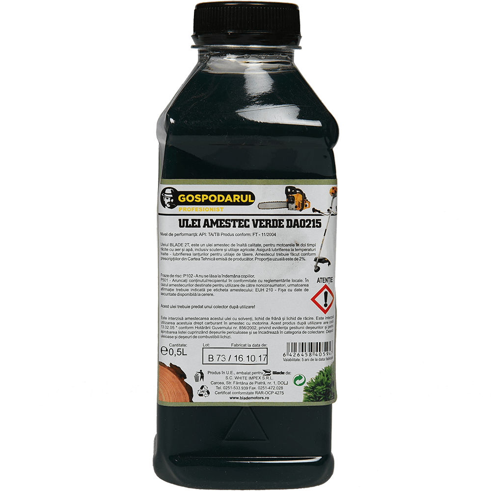 Ulei amestec 2T, Gospodarul Profesionist, verde, 0,5 litri