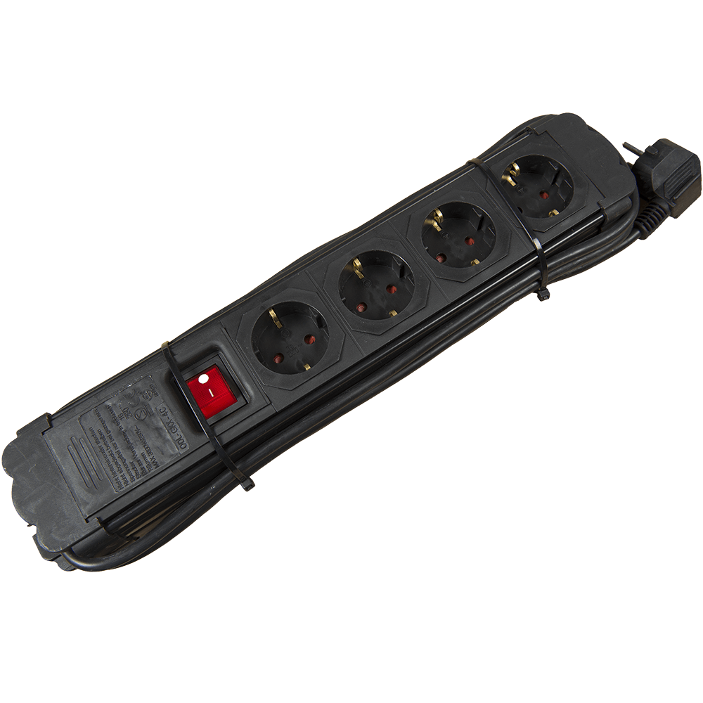 Prelungitor 4prize, cu intrerupator, 16A, 250V, negru