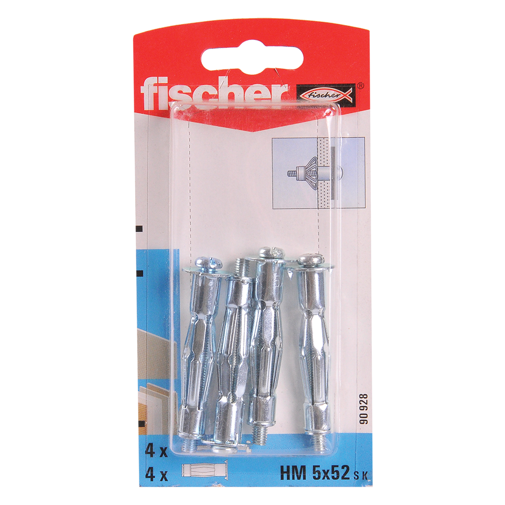 Diblu din metal cu surub, Fischer HM, 5 x 52 mm, 5 x 60 mm, 4 buc