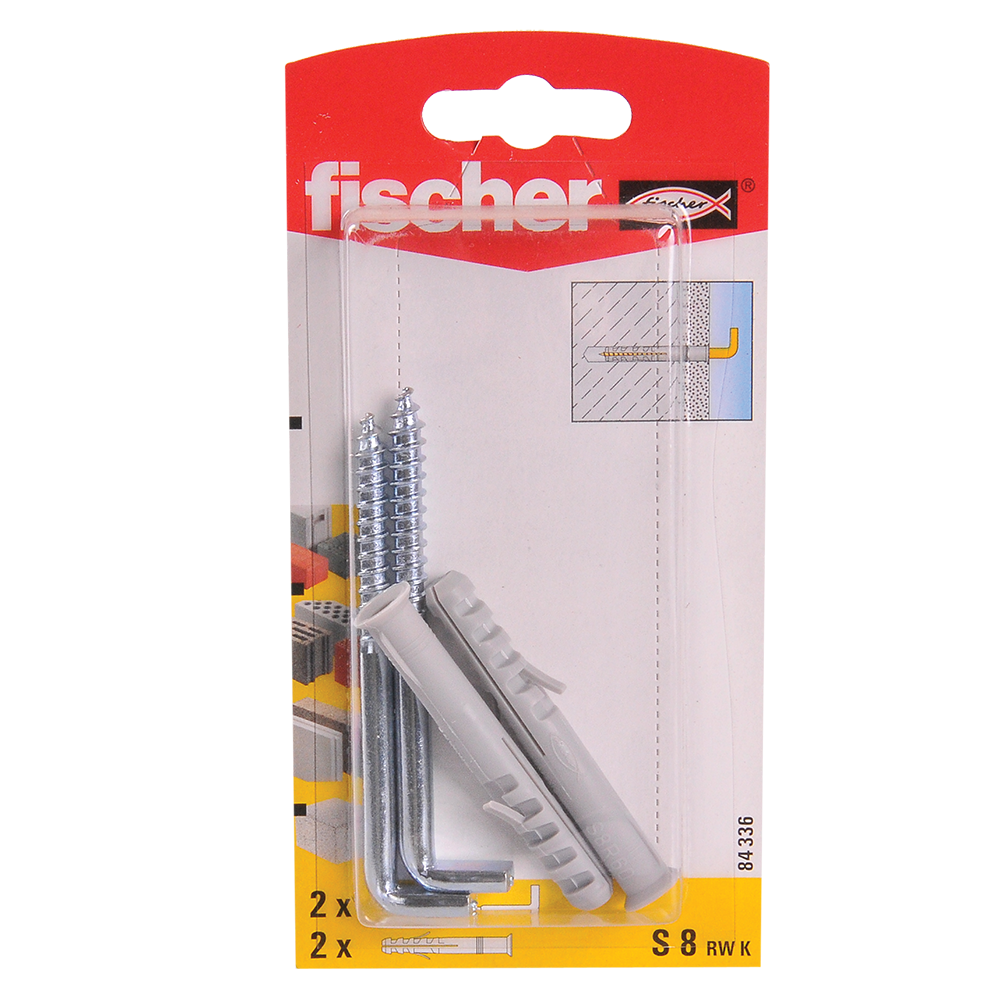 Diblu din nailon cu surub L, Fischer RWK, 8 x 80 mm, 5,8 x 100 mm, 2 buc