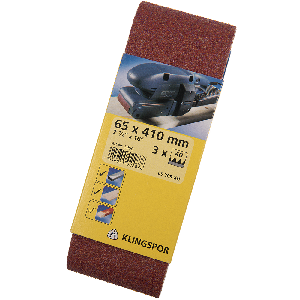 Banda abraziva pentru slefuire metale/lemn, Klingspor, 65 mm, granulatie 40