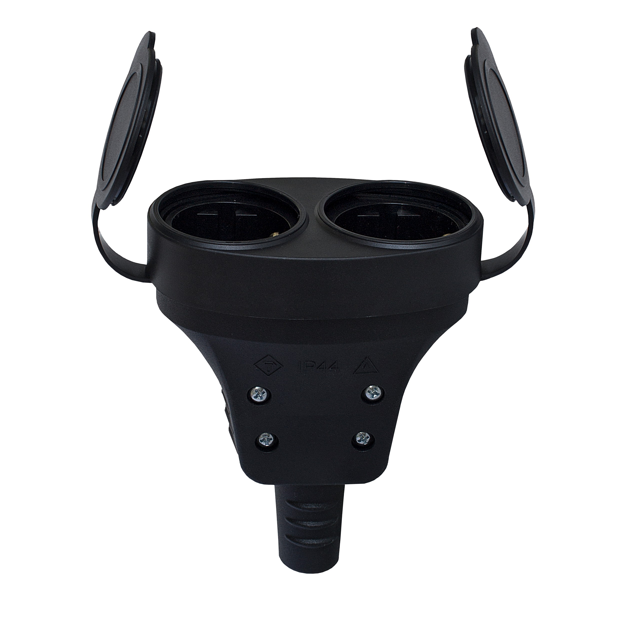 Cupla dubla cauciucata cu capac, 3600W, schuko, IP44