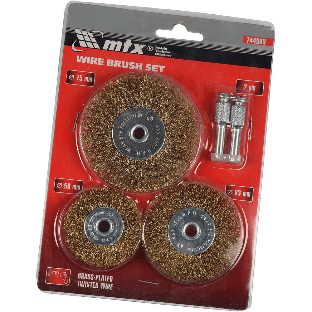 Set de 3 perii metalice pentru bormasina, cu cozi, 1 perie plata, 2 cupe