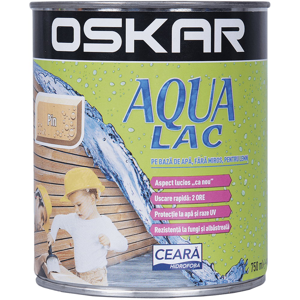 Lac pentru lemn Oskar Aqua, pin, interior/exterior, 0.75 l