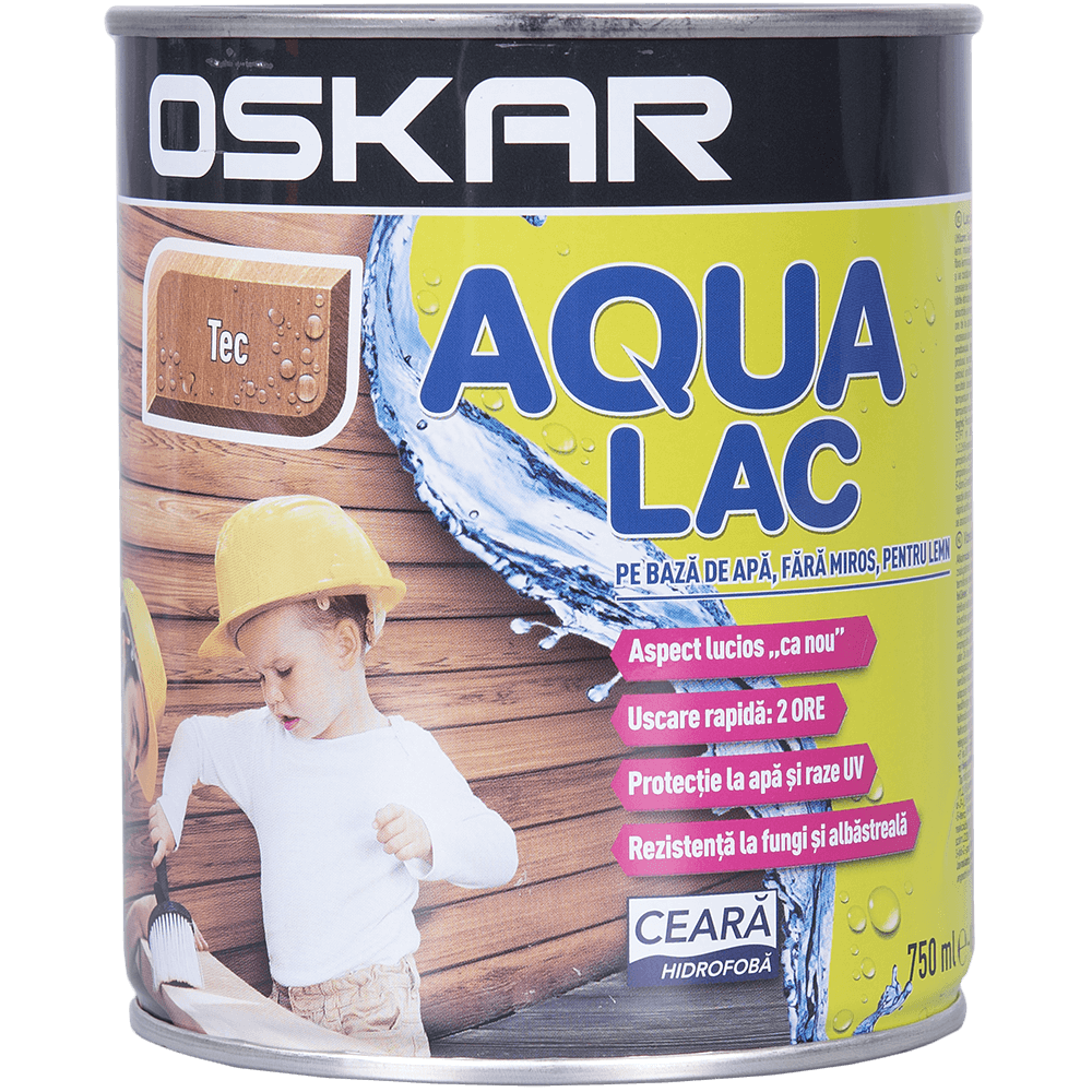Lac pentru lemn Oskar Aqua, tec, interior/exterior, 0.75 l