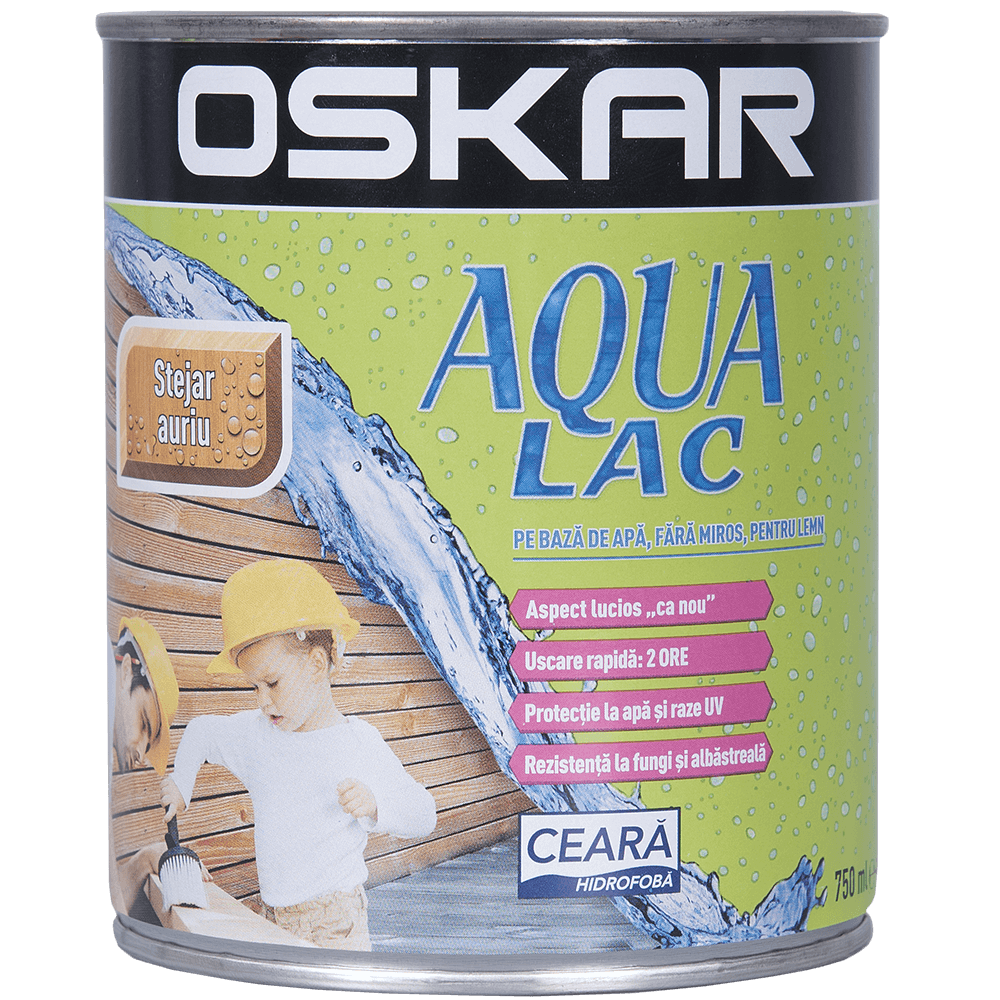 Lac pentru lemn Oskar Aqua, stejar auriu, interior/exterior, 0.75 l