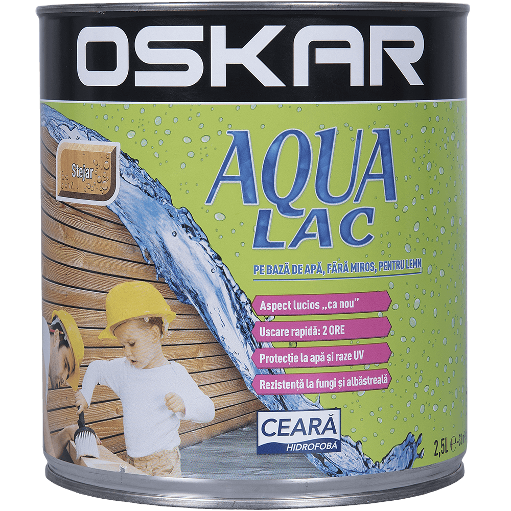 Lac pentru lemn Oskar Aqua, stejar, interior/exterior, 2.5 l