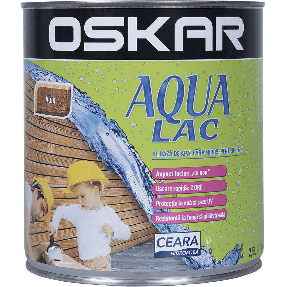 Lac pentru lemn Oskar Aqua, alun, interior/exterior, 2.5 l