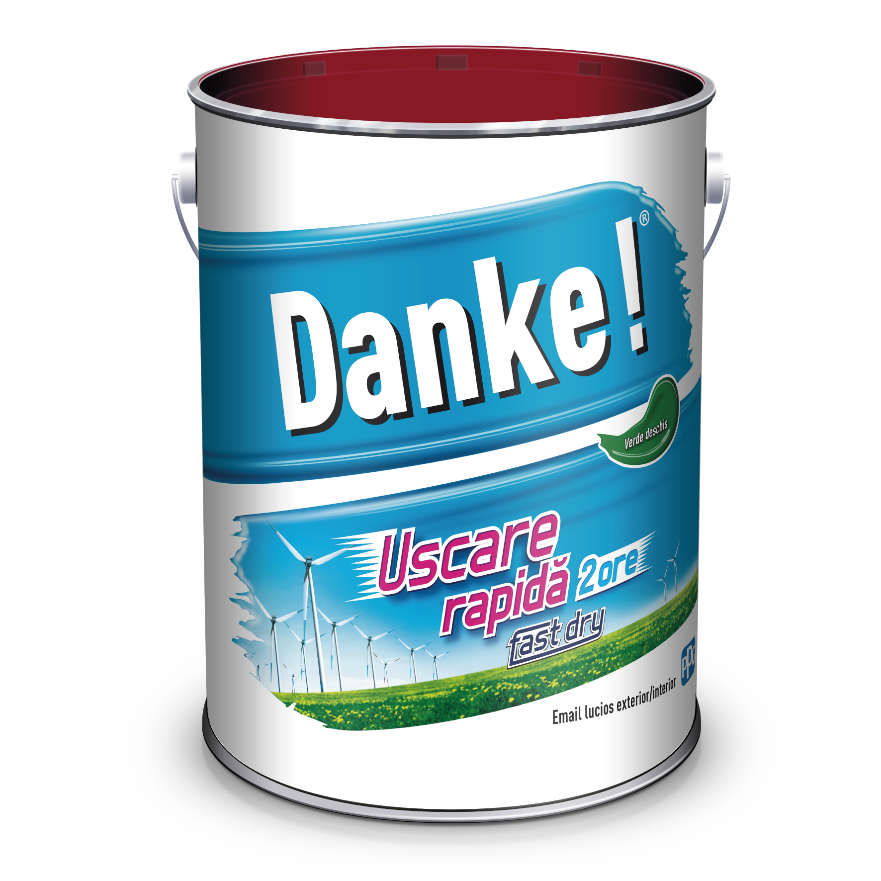 Email Danke uscare rapida, pentru metal, lemn, zidarie, exterior/interior, verde deschis, lucios, 4 l